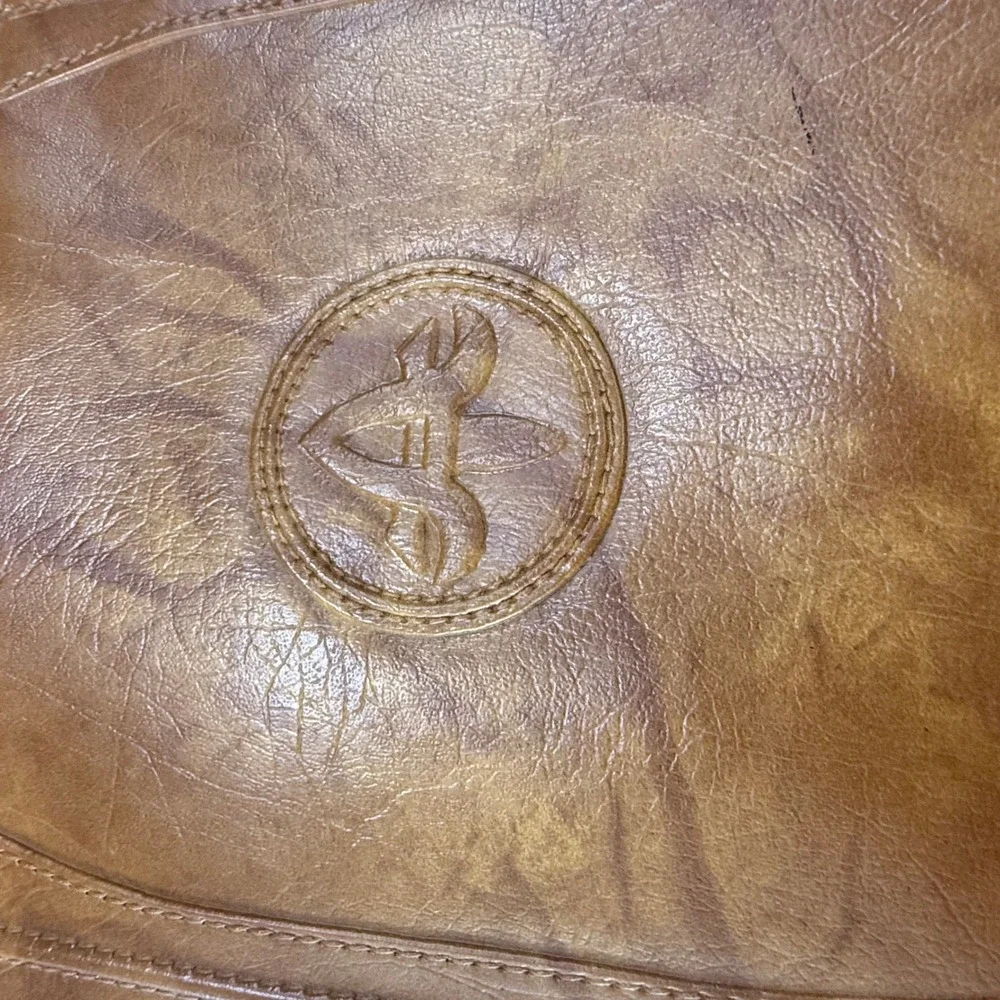 Vintage 1975 American Tourister Tan Faux Leather Document Clutch Bag Japan Made